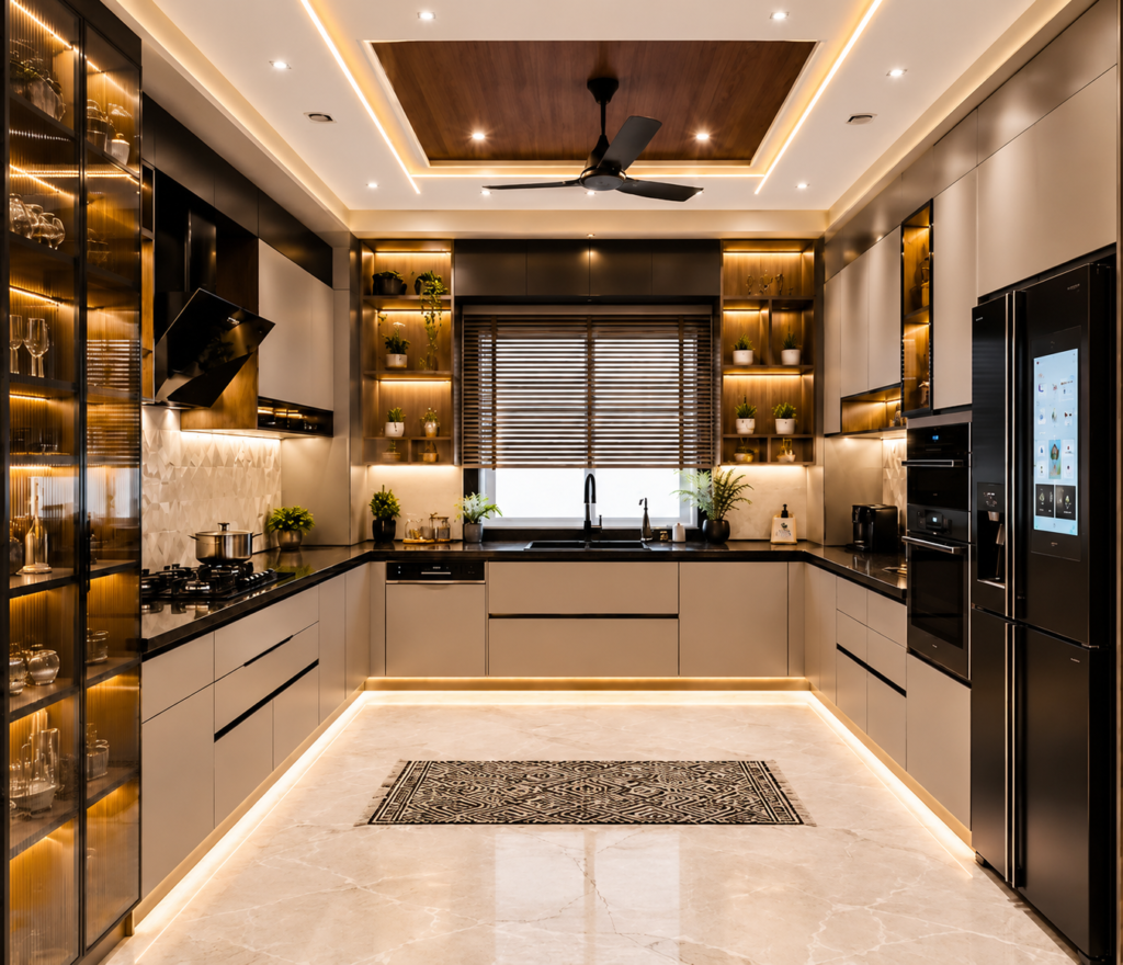 U-Shaped Modular Kitchen Design in Kerala