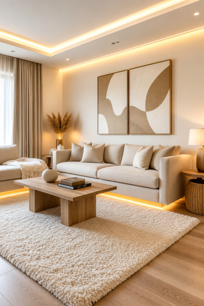 Minimalist living room design in Kerala